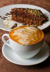 Latte with dessert